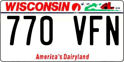 WI license plate 770VFN