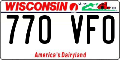 WI license plate 770VFO
