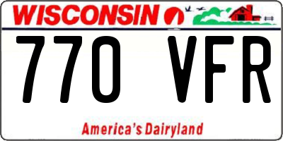 WI license plate 770VFR