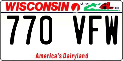 WI license plate 770VFW