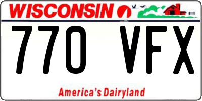 WI license plate 770VFX