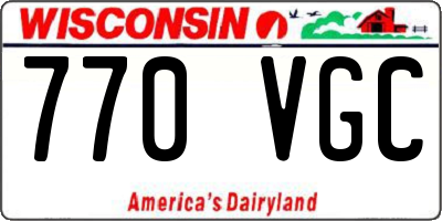 WI license plate 770VGC