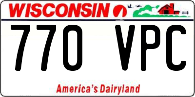 WI license plate 770VPC