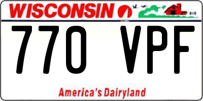 WI license plate 770VPF