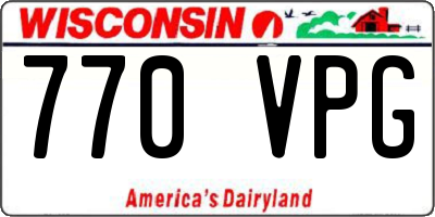 WI license plate 770VPG