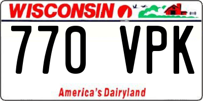 WI license plate 770VPK