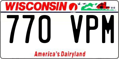 WI license plate 770VPM