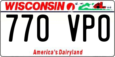 WI license plate 770VPO