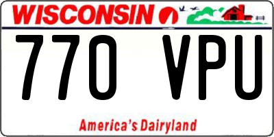 WI license plate 770VPU
