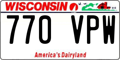 WI license plate 770VPW