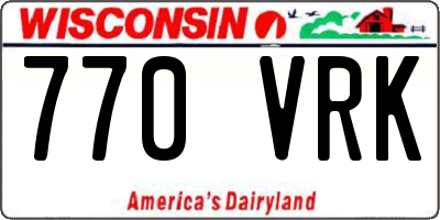 WI license plate 770VRK