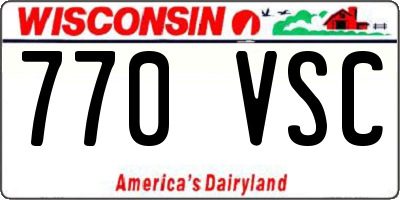 WI license plate 770VSC