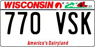 WI license plate 770VSK