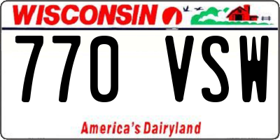 WI license plate 770VSW