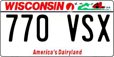 WI license plate 770VSX