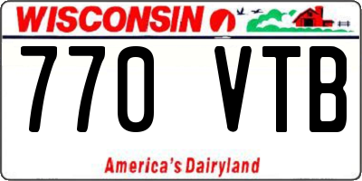 WI license plate 770VTB