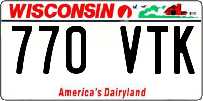 WI license plate 770VTK