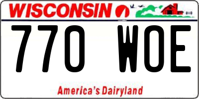 WI license plate 770WOE