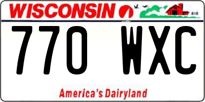 WI license plate 770WXC