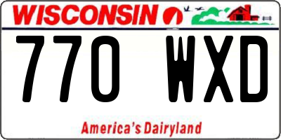 WI license plate 770WXD