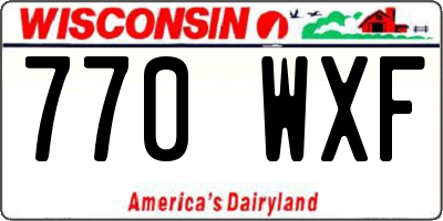 WI license plate 770WXF