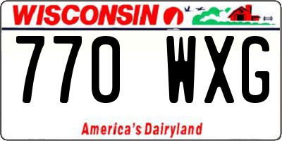 WI license plate 770WXG
