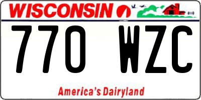 WI license plate 770WZC