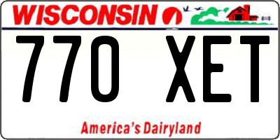 WI license plate 770XET