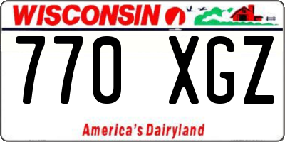 WI license plate 770XGZ
