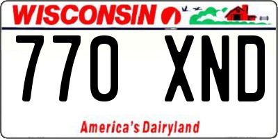 WI license plate 770XND