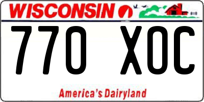 WI license plate 770XOC