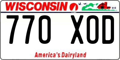 WI license plate 770XOD