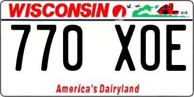 WI license plate 770XOE