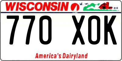 WI license plate 770XOK