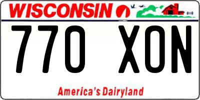 WI license plate 770XON