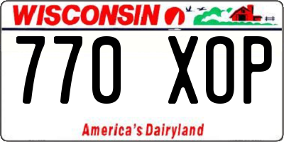 WI license plate 770XOP