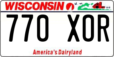 WI license plate 770XOR