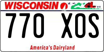 WI license plate 770XOS