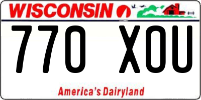 WI license plate 770XOU