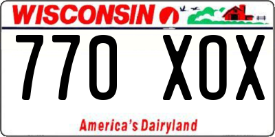 WI license plate 770XOX