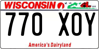 WI license plate 770XOY