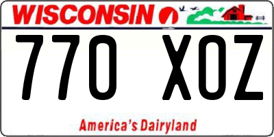 WI license plate 770XOZ