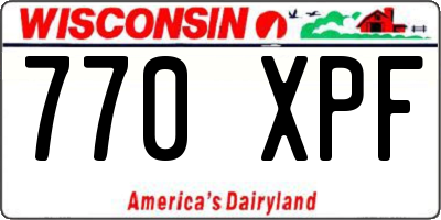 WI license plate 770XPF