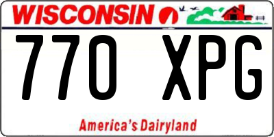 WI license plate 770XPG