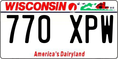 WI license plate 770XPW