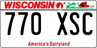 WI license plate 770XSC