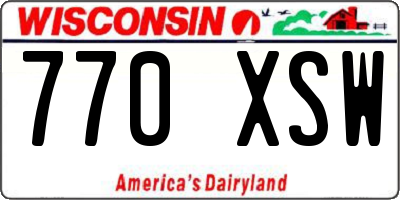 WI license plate 770XSW