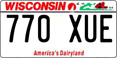WI license plate 770XUE