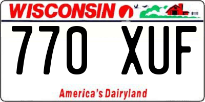 WI license plate 770XUF