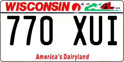 WI license plate 770XUI